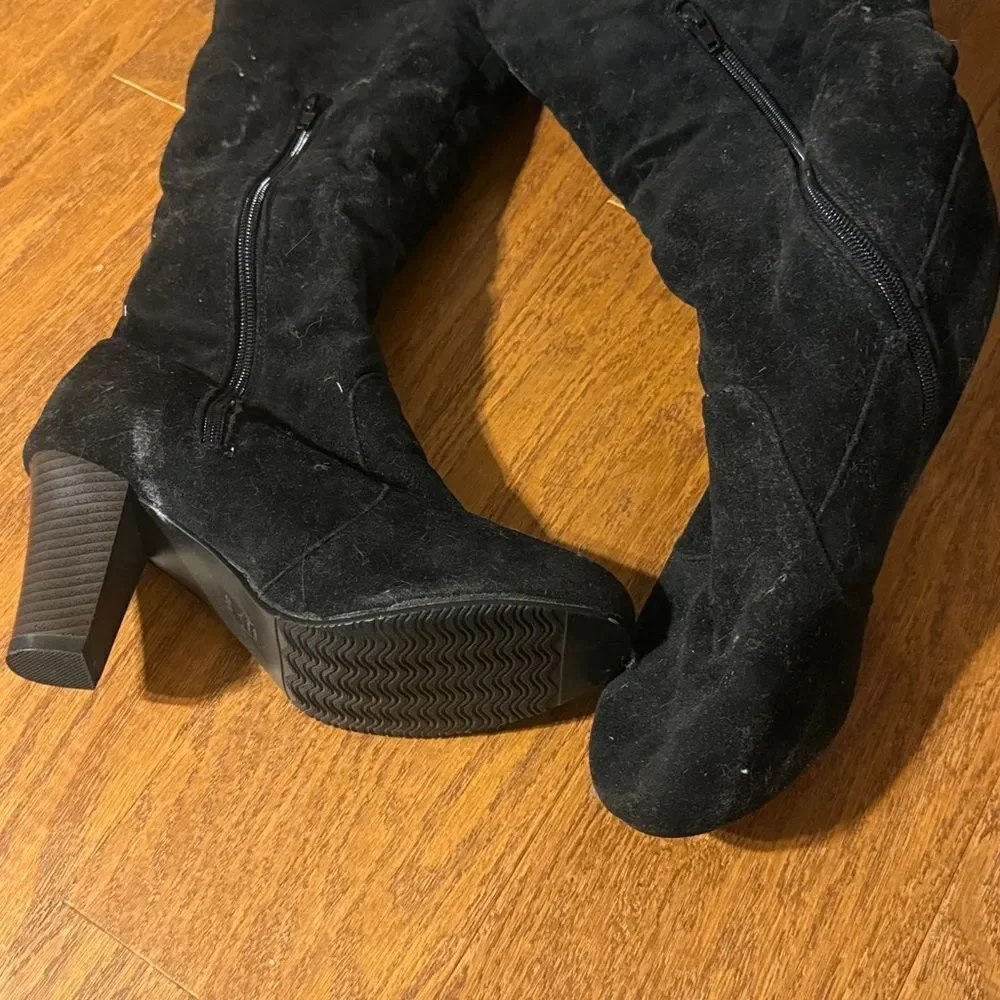 Black Suede Over-the-Knee Boots